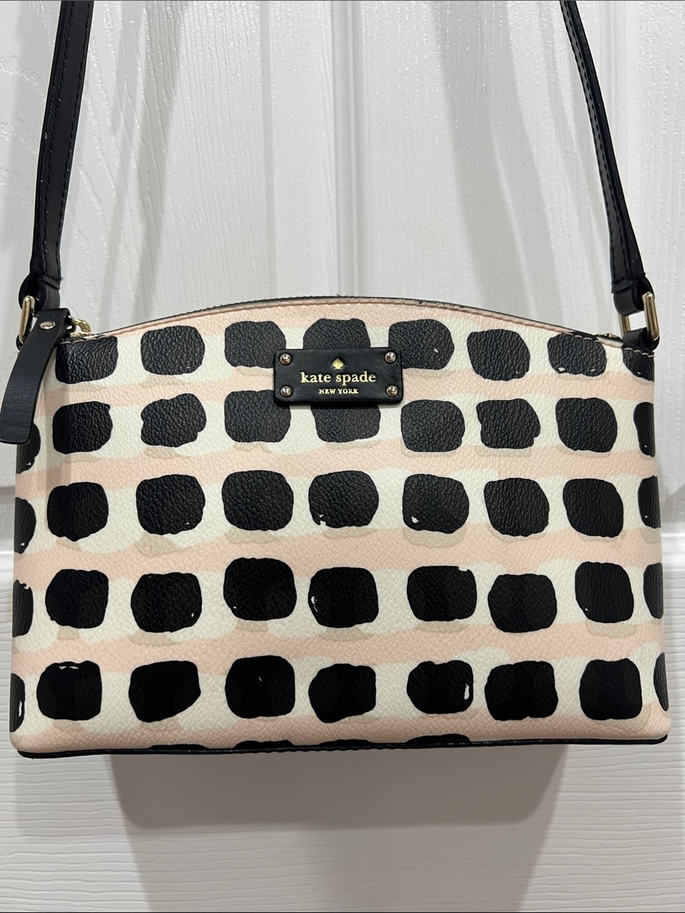 kate spade Black & Cream Spot Print Crossbody Bag